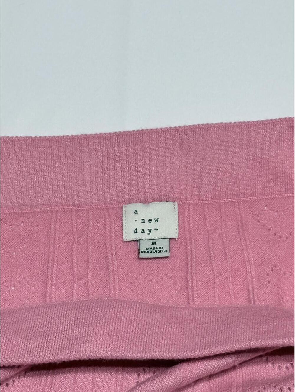 A new day Pink Knit Heart Pattern A-Line Skirt